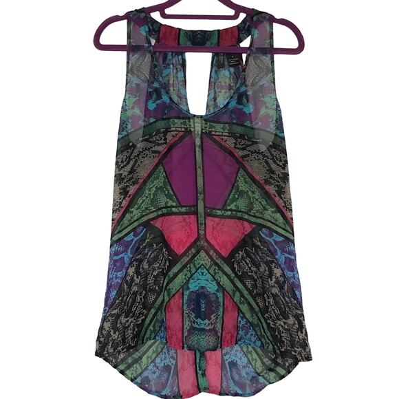 Bisou Bisou by Michele Bohbet Sheer cut out Geometric Top Size Small - Picture 1 of 6